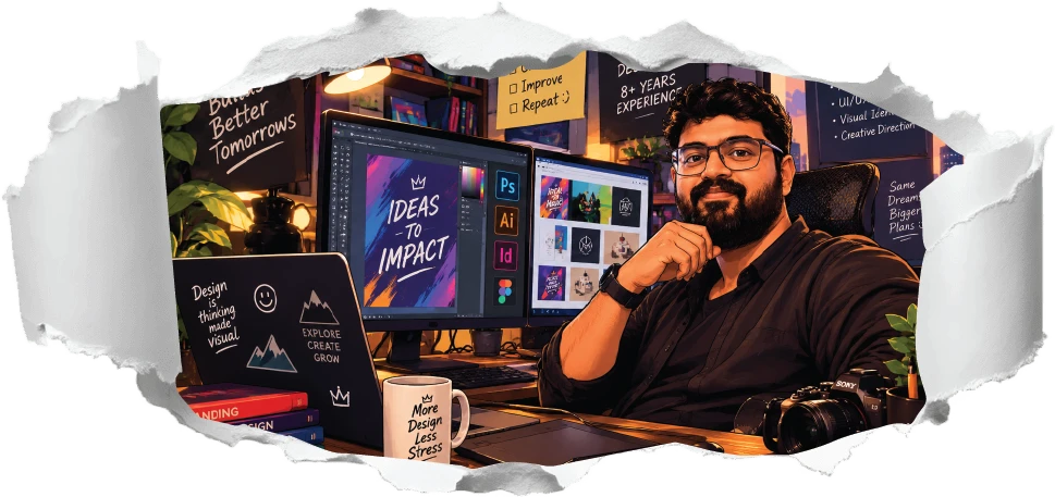 Sreerag Ayyappath at his designer desk, Ideas to Impact