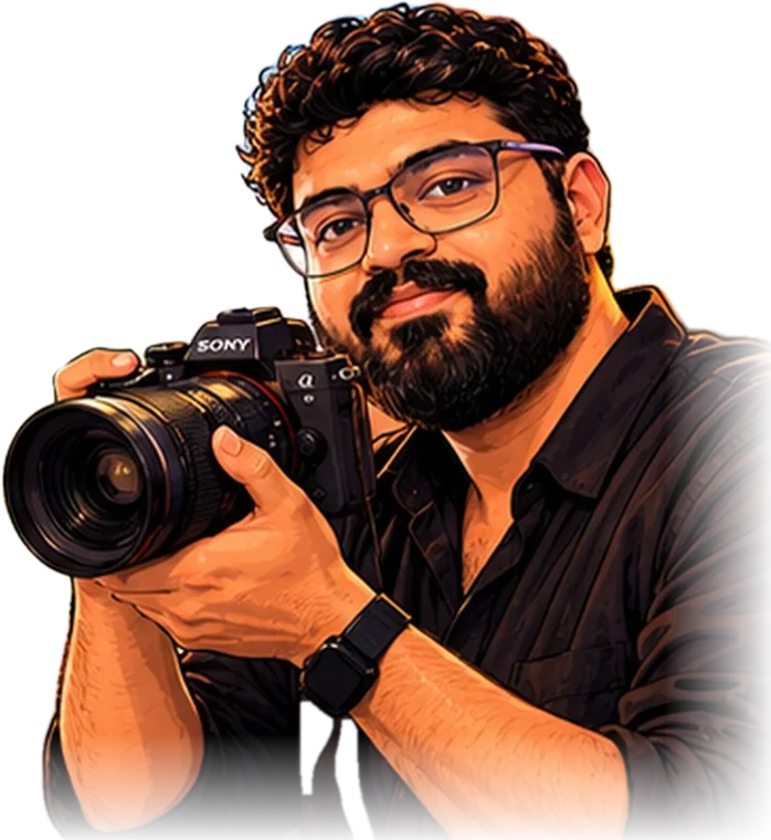 Sreerag holding a Sony camera