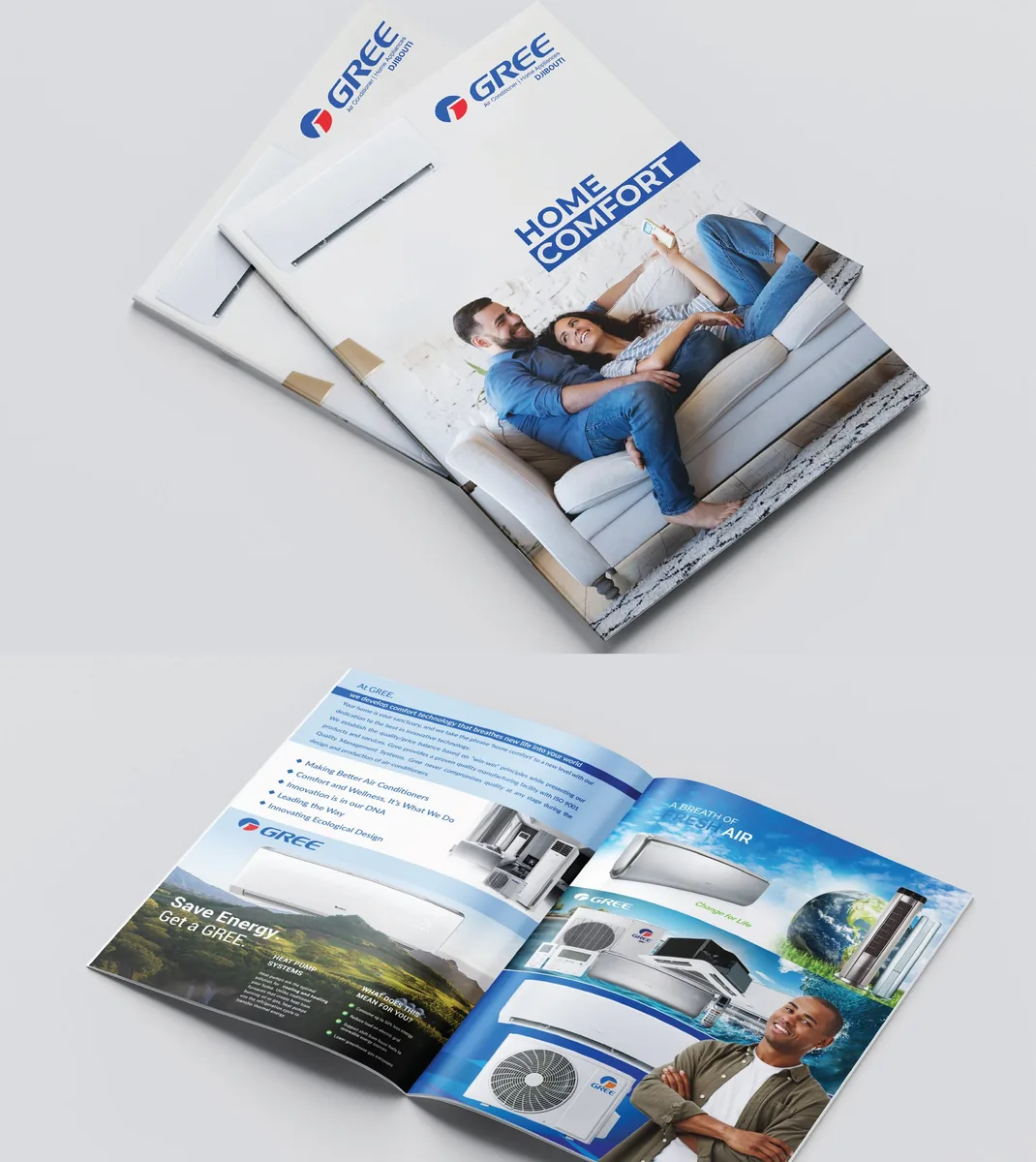 GREE brochures, cover and inside spread